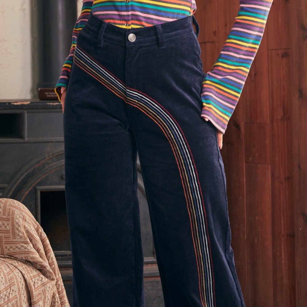 NWT Retro Corduroy wide leg rainbow plus size pants ModCloth - Picture 3 of 4